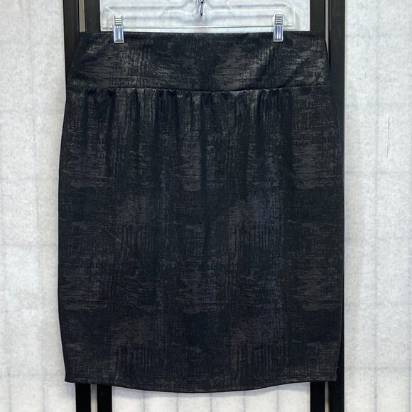 Apt. 9 Black Grey Textured Knit Pull-On Pencil Skirt Stretch Wide Waistband XL - Picture 1 of 11